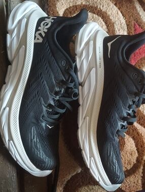 Hoka One One Women's Black and White Athletic Sneakers